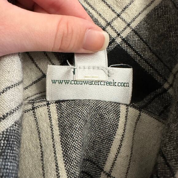 Coldwater Creek Plaid Wool Blend Jacket Women’s L Black White Button‎ Front - Picture 8 of 10
